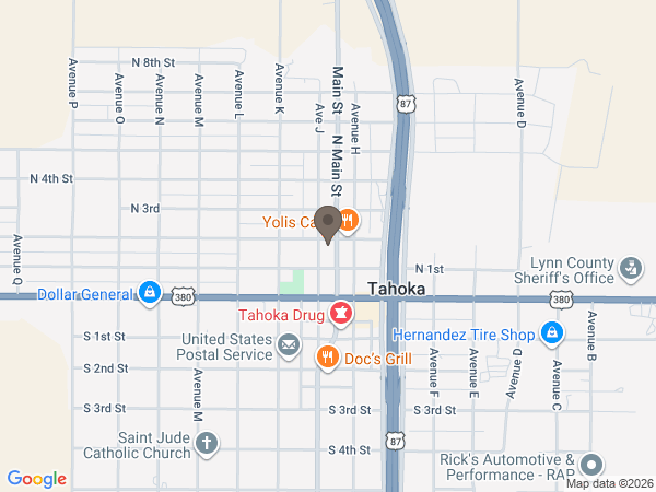 Map showing location of Combest Family Funeral Home & Crematory: Tahoka