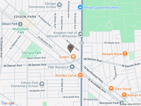 Map showing location of Cremation Society of Illinois: Chicago Service Center