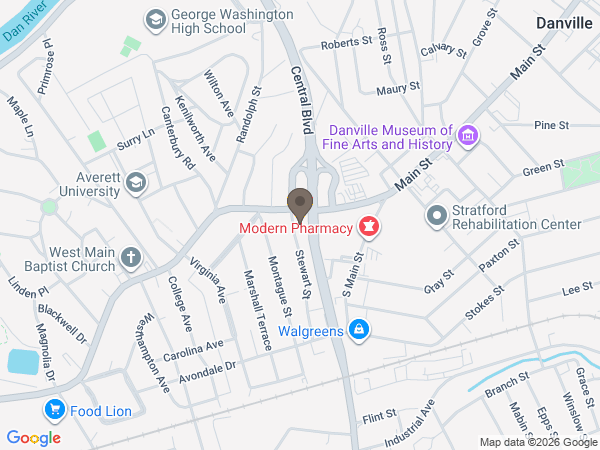 Map showing location of Townes Funeral Home