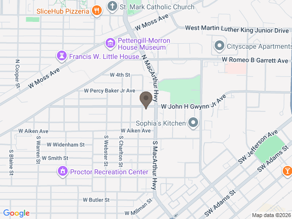 Map showing location of Simons Mortuary