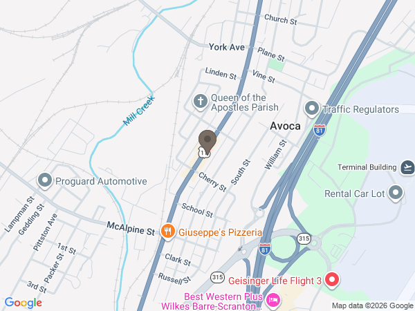 Map showing location of Kniffen O'Malley Leffler Funeral & Cremation: Avoca