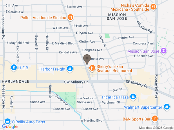 Map showing location of Olinger-Saenz Mortuary