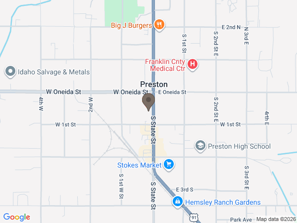 Map showing location of Franklin County Funeral Home