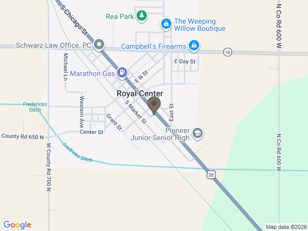 Map showing location of Rans Funeral Homes
