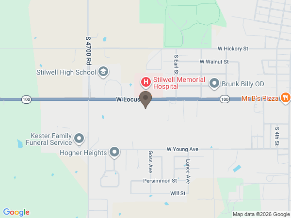 Map showing location of Hart Funeral Home: Stilwell