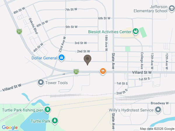 Map showing location of Stevenson Funeral Home