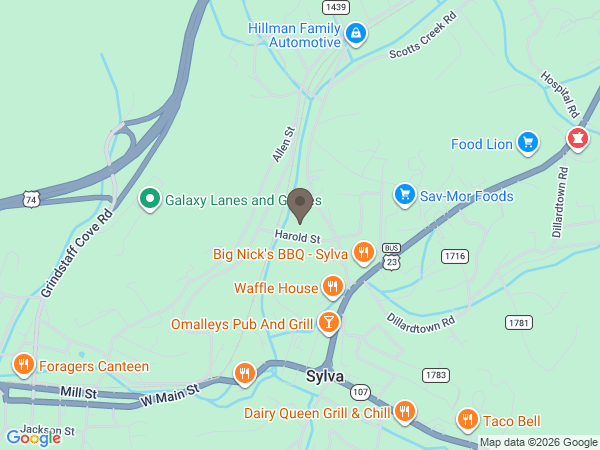 Map showing location of Appalachian Funeral Services