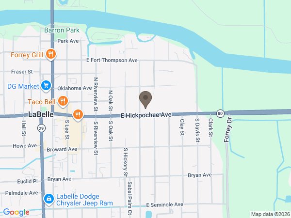 Map showing location of Akin-Davis Funeral Homes - LaBelle