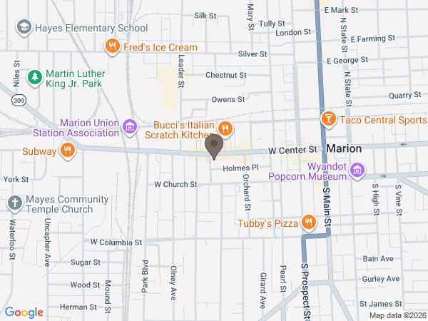 Map showing location of Snyder Funeral Homes: Gunder Hall Chapel