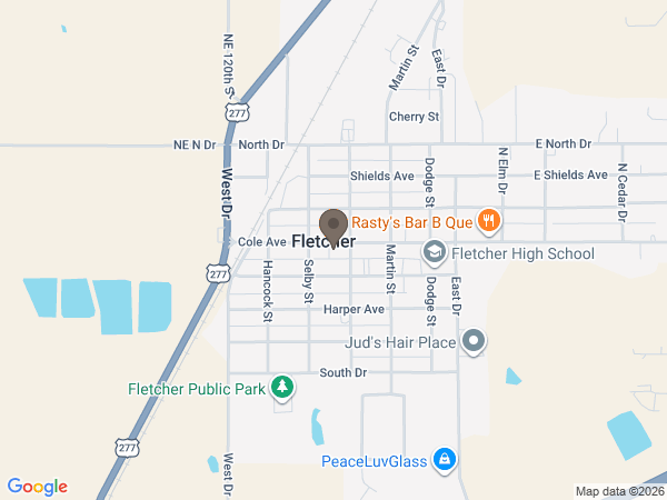 Map showing location of Fletcher Funeral Home