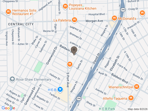 Map showing location of Corpus Christi Funeral Home