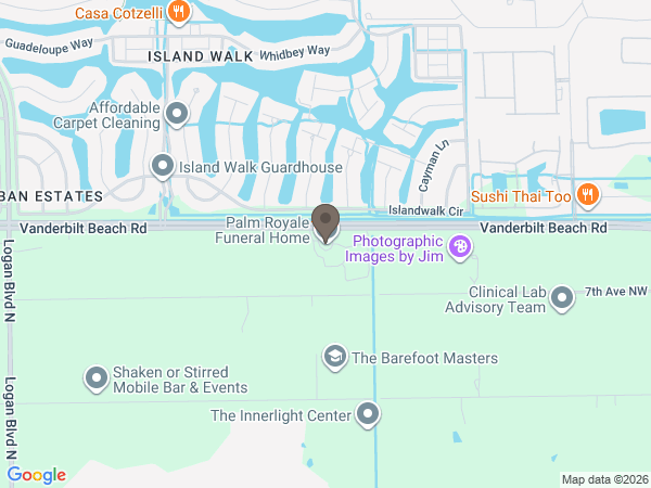 Map showing location of Palm Royale Funeral Home & Cemetery