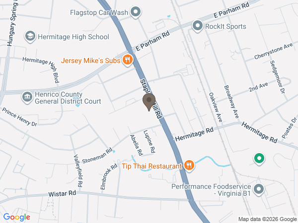 Map showing location of Bliley's: Staplesmill