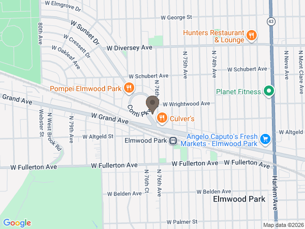 Map showing location of The Elms Funeral Home