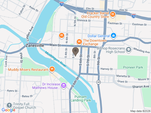 Map showing location of DeLong-Baker & Lanning Funeral Home