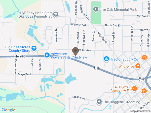 Map showing location of Whitehurst Powell Funeral Home