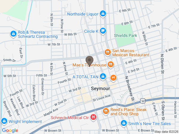 Map showing location of Burkholder Funeral Chapel