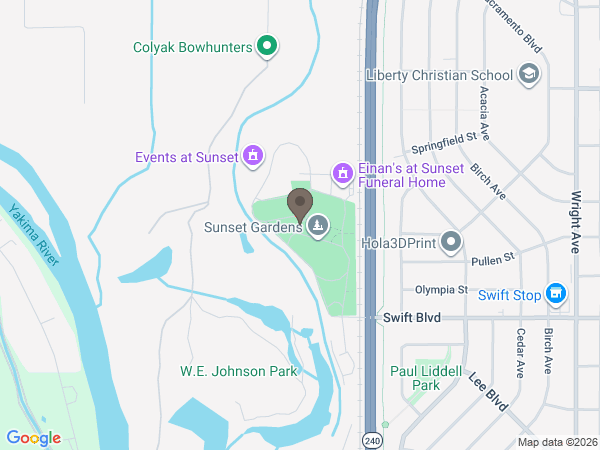 Map showing location of Einan's at Sunset Funeral Home
