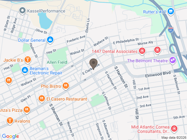 Map showing location of M. Robert Etzweiler Funeral Home