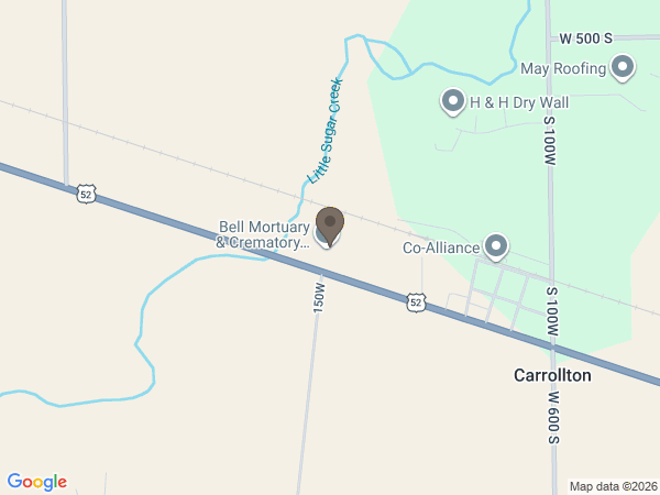 Map showing location of Bell Mortuary & Crematory