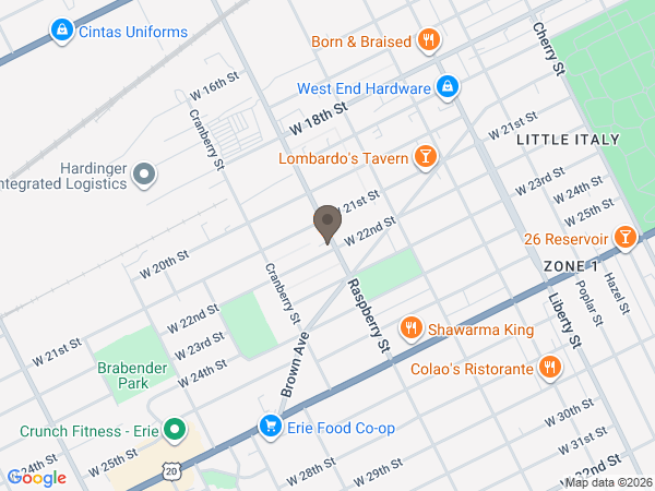 Map showing location of John R. Orlando Funeral Home