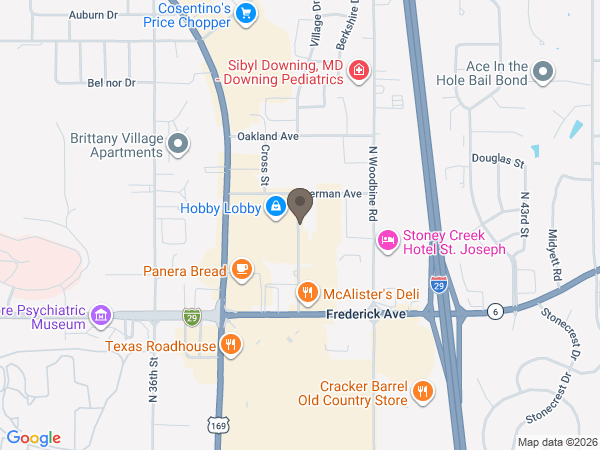 Map showing location of Meierhoffer Funeral Home and Crematory