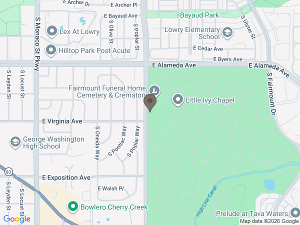 Map showing location of Fairmount Funeral Home