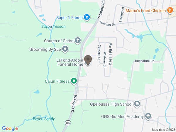 Map showing location of LaFond-Ardoin Funeral Homes