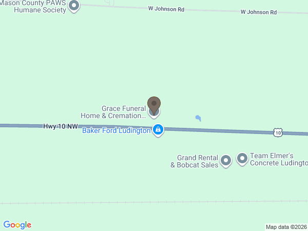 Map showing location of Oak Grove Funeral Home