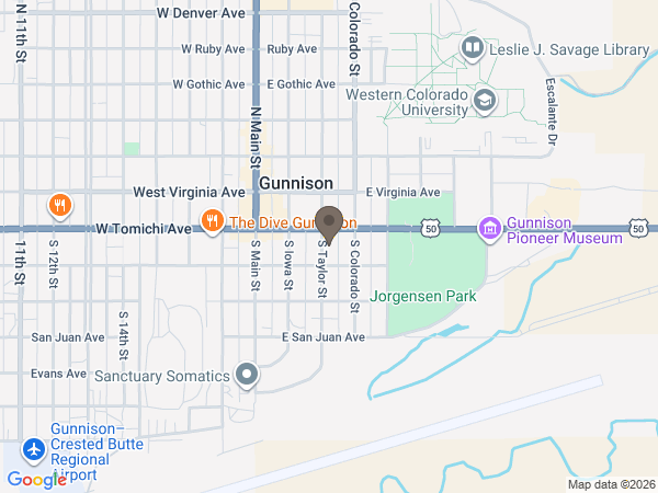 Map showing location of Gunnison Funeral Services