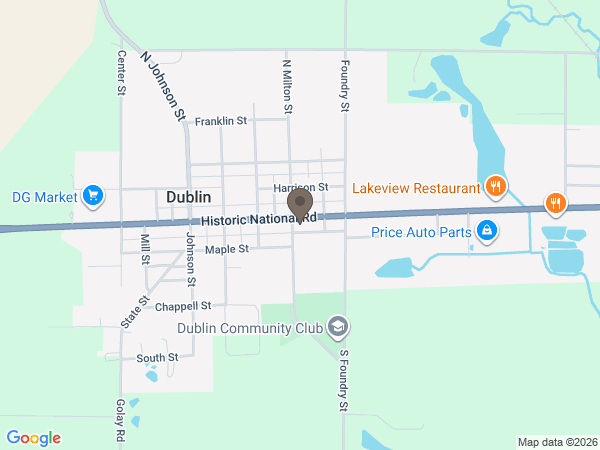 Map showing location of Marshall & Erlewein Funeral Homes
