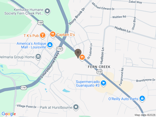 Map showing location of Fern Creek Funeral Home