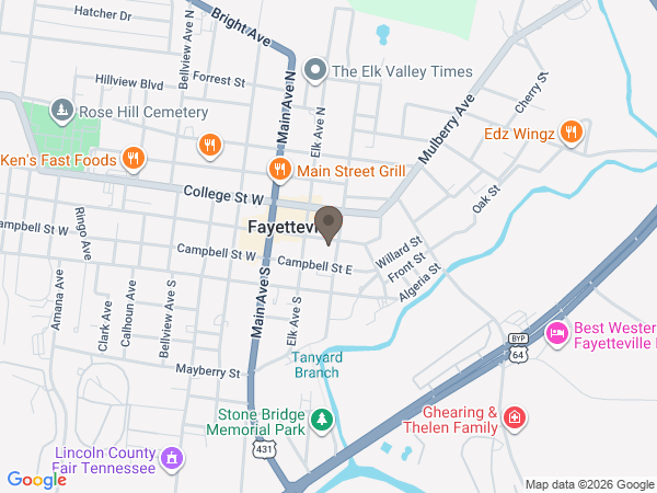 Map showing location of Higgins Funeral Home