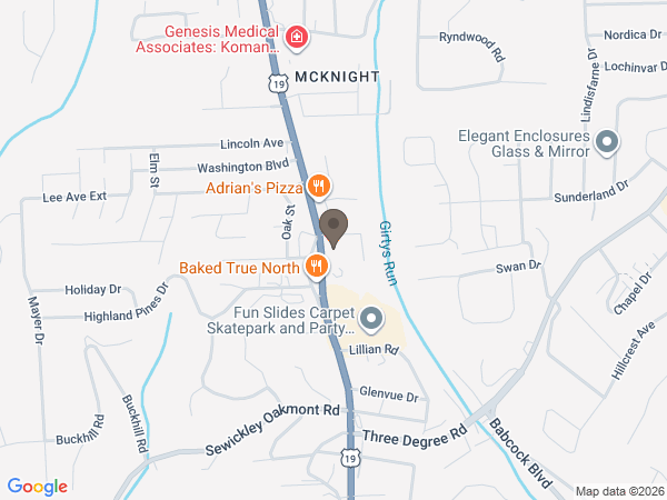 Map showing location of Simons Funeral Home