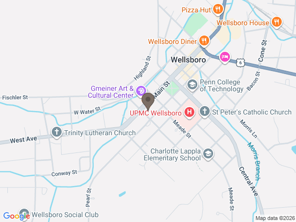 Map showing location of Tussey-Mosher Funeral Home