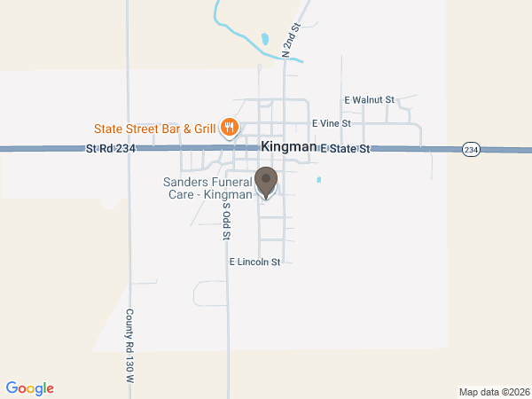 Map showing location of Sanders Funeral Care