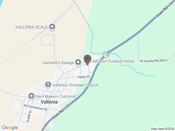 Map showing location of Johnson Funeral Home