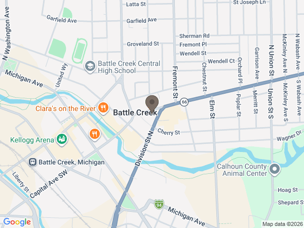 Map showing location of T.M. Hughes-Perry Mortuary