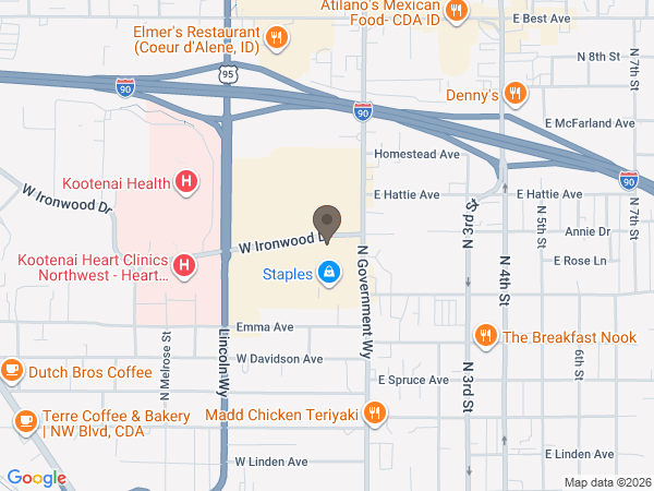 Map showing location of Coeur d'Alene Cremation and Funeral