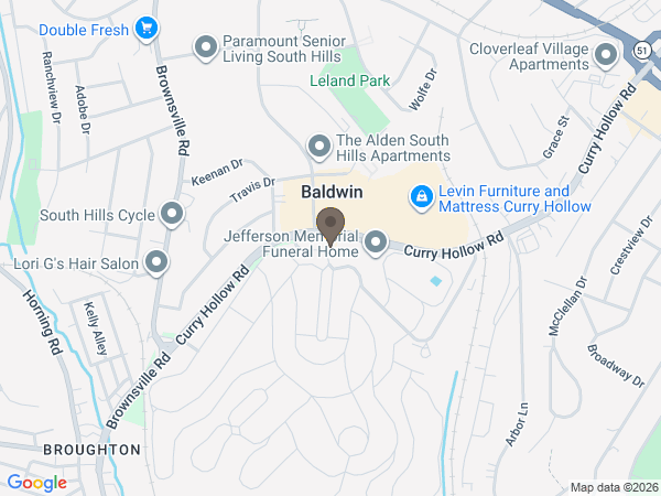 Map showing location of Jefferson Memorial Park, Inc