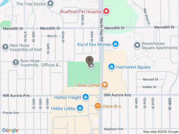 Map showing location of Merle Hay Funeral Home