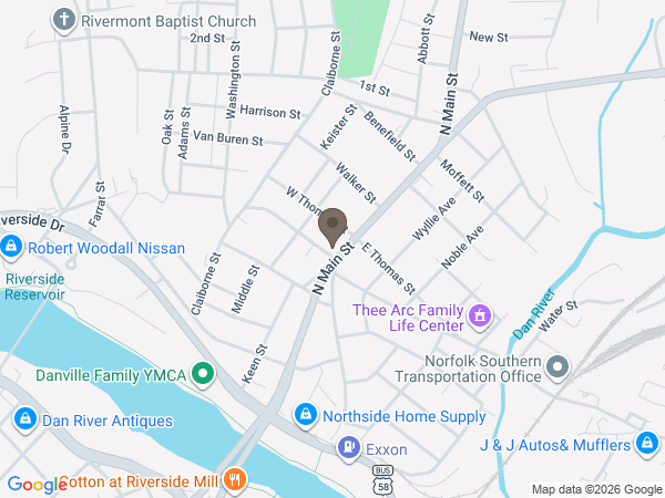 Map showing location of Wrenn-Yeatts Funeral Home