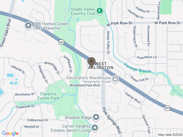 Map showing location of Wade Family Funeral Home: Arlington