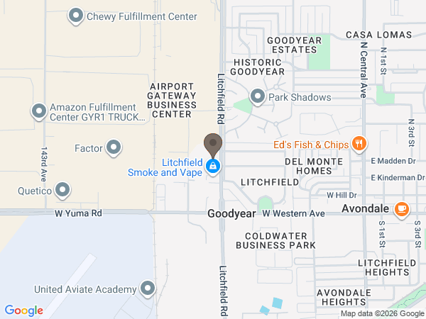 Map showing location of Thompson Funeral Chapel