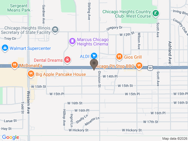 Map showing location of Panozzo Brothers Funeral Home