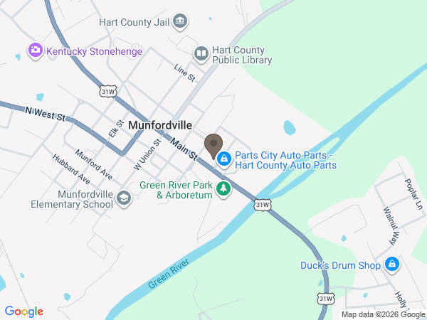 Map showing location of Brooks Funeral Home