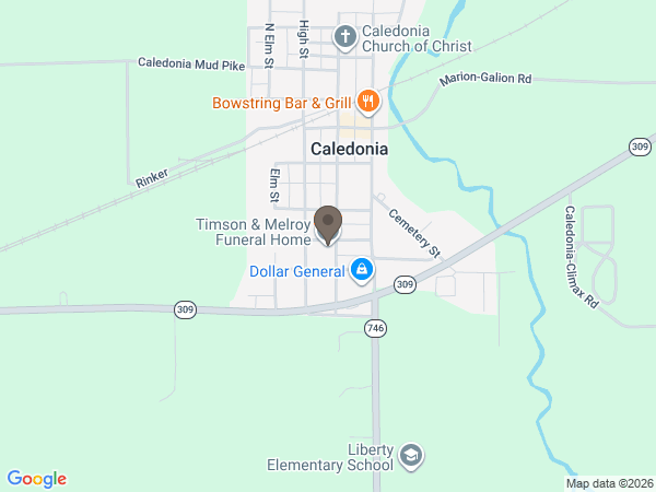 Map showing location of Timson & Melroy Funeral Home