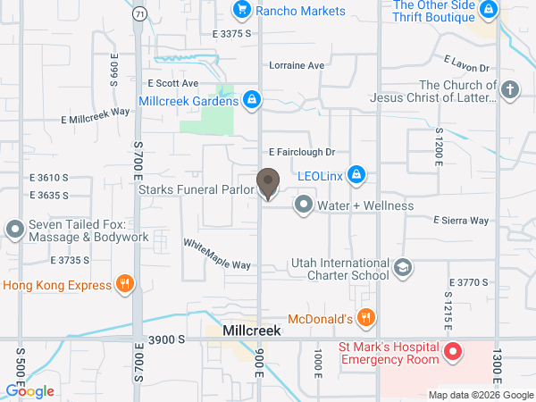 Map showing location of Starks Funeral Parlor