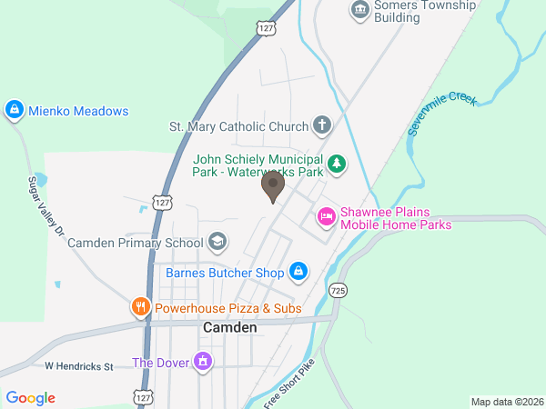 Map showing location of Bales' Funeral Home