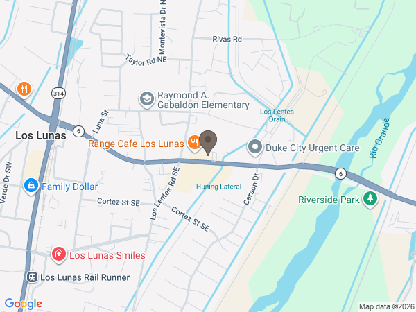 Map showing location of Riverside Funeral Home of Los Lunas